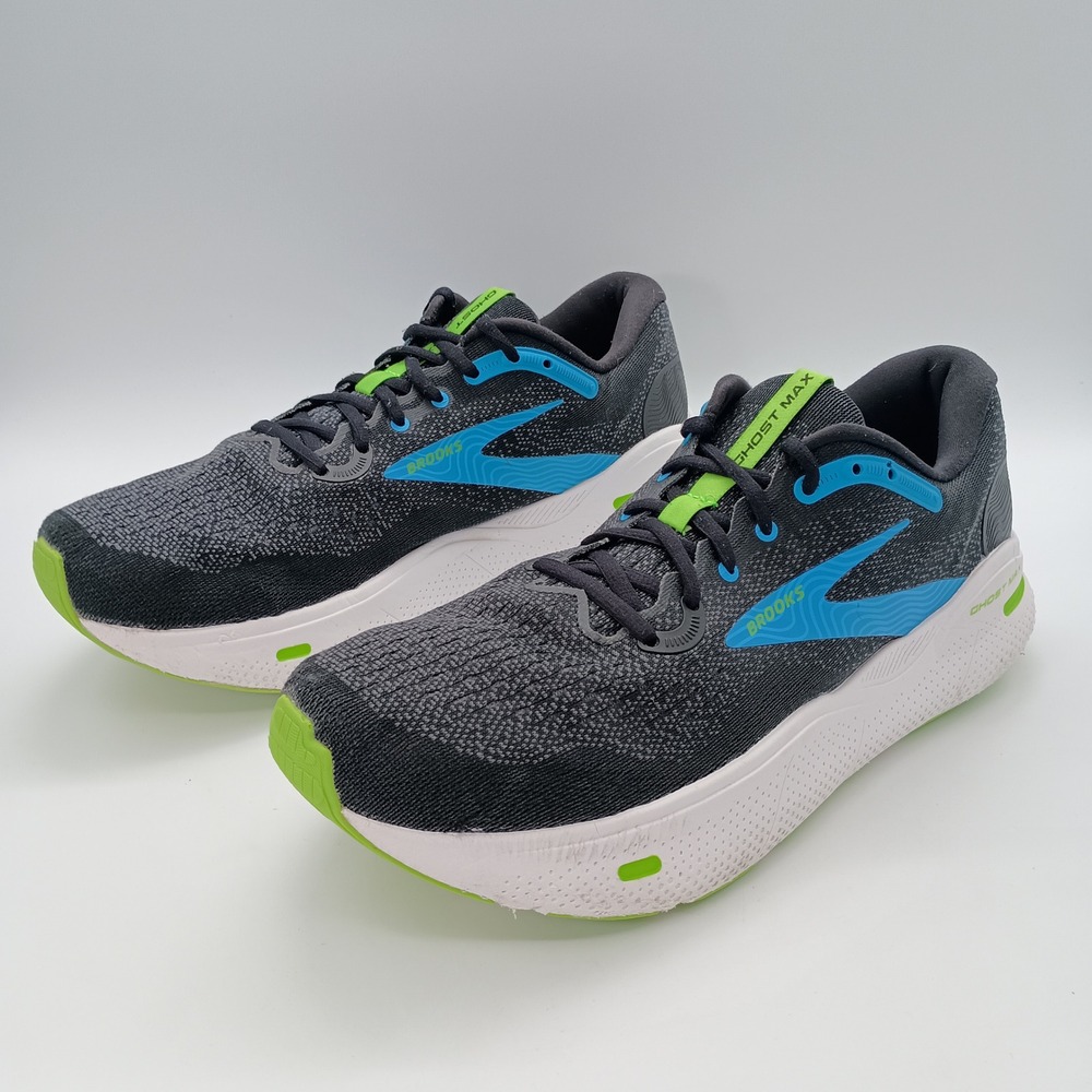 Brooks Ghost Max Mens Running Shoes Black Blue Lime Size 12 NO INSOLES